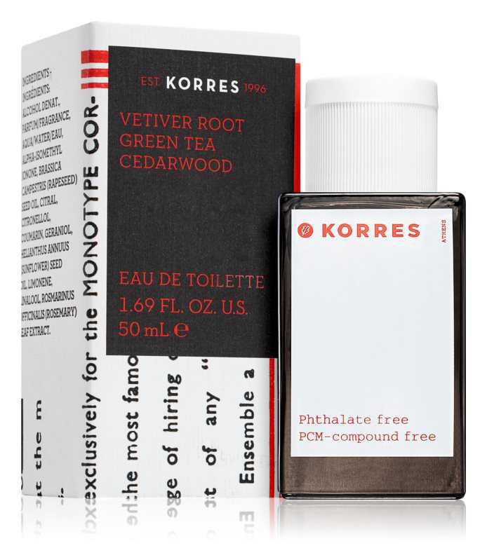 Korres Vetiver Root, Green Tea & Cedarwood woody perfumes